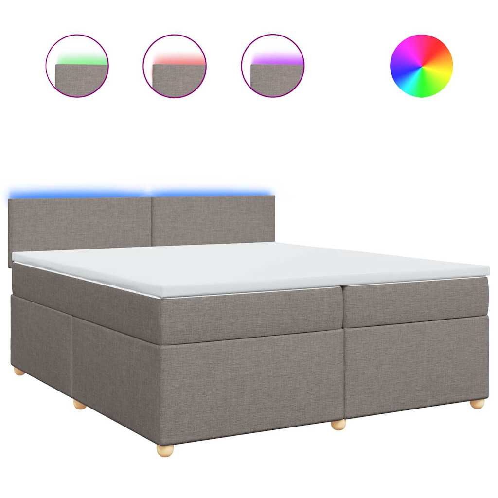 vidaXL Κρεβάτι Boxspring με Στρώμα Taupe 200x200 εκ. Υφασμάτινο