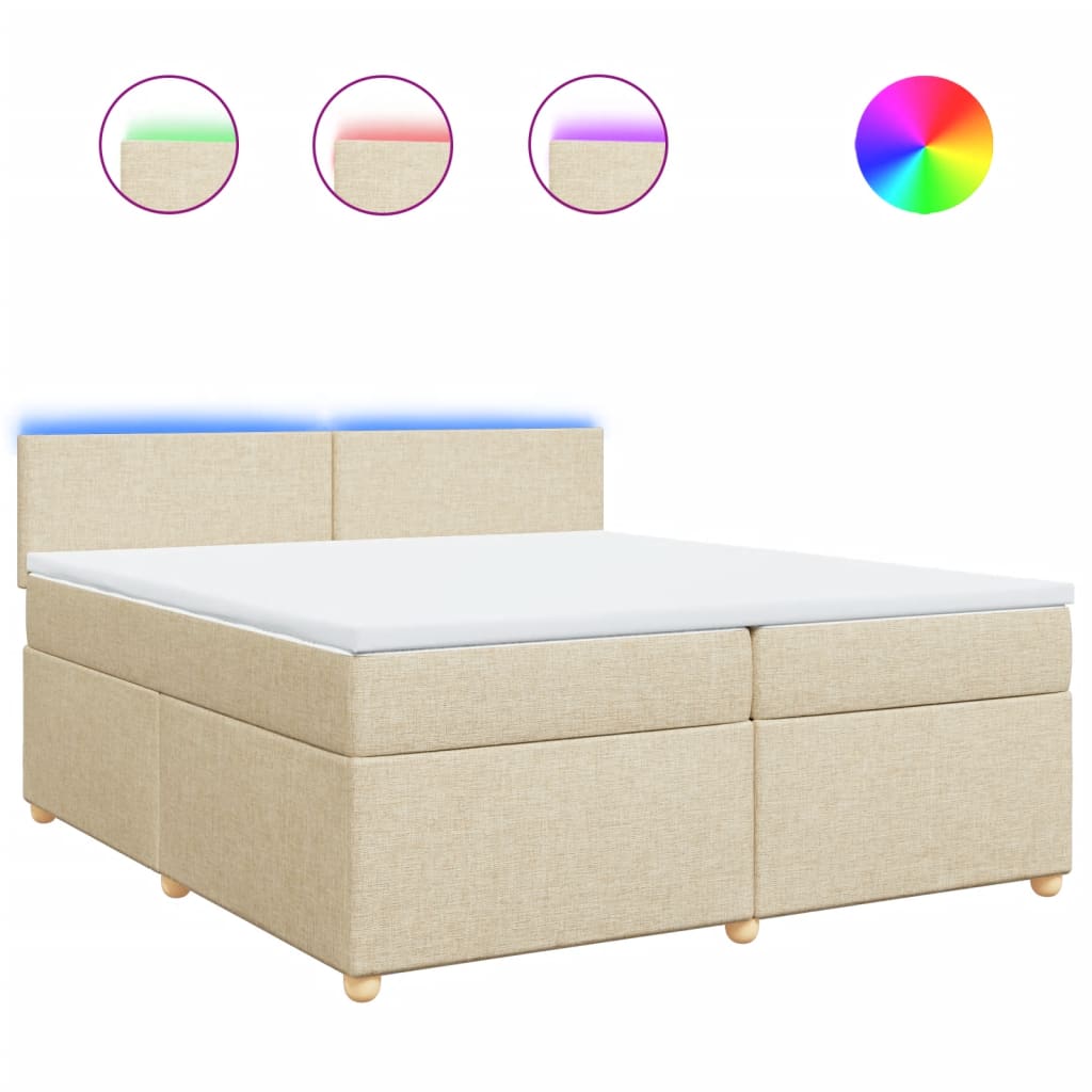 vidaXL Κρεβάτι Boxspring με Στρώμα Κρεμ 200x200 εκ. Υφασμάτινο