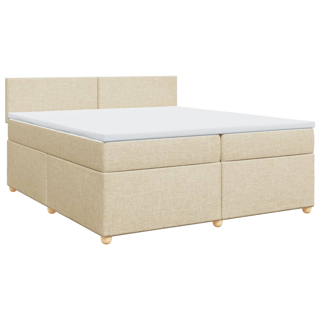 vidaXL Κρεβάτι Boxspring με Στρώμα Κρεμ 200x200 εκ. Υφασμάτινο