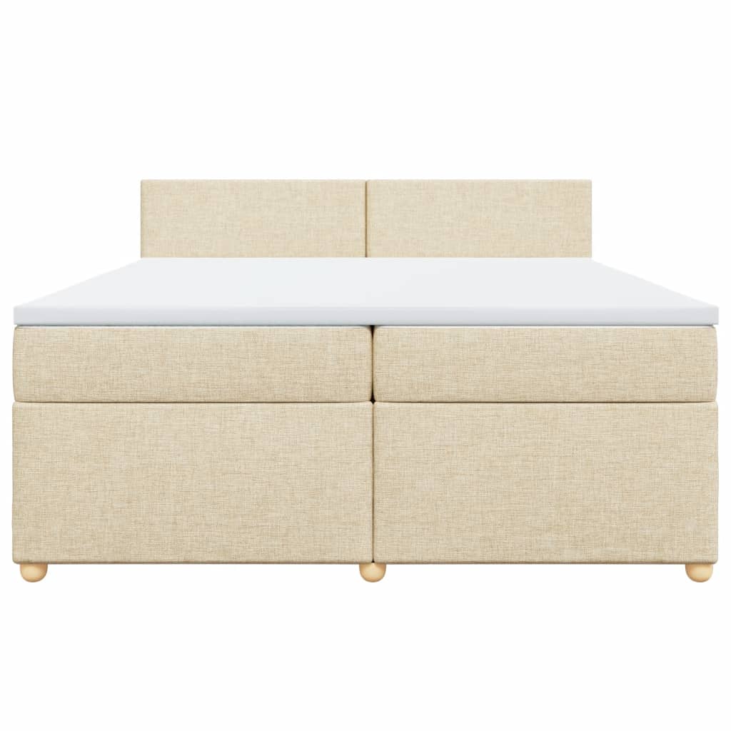 vidaXL Κρεβάτι Boxspring με Στρώμα Κρεμ 200x200 εκ. Υφασμάτινο