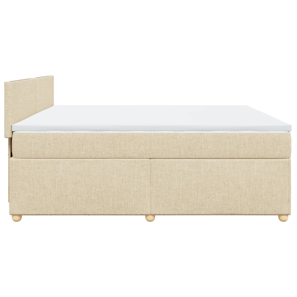 vidaXL Κρεβάτι Boxspring με Στρώμα Κρεμ 200x200 εκ. Υφασμάτινο