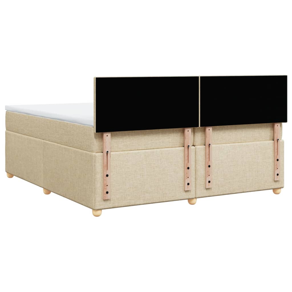 vidaXL Κρεβάτι Boxspring με Στρώμα Κρεμ 200x200 εκ. Υφασμάτινο