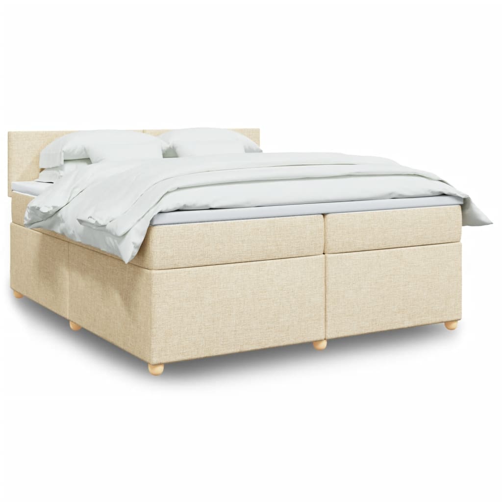 vidaXL Κρεβάτι Boxspring με Στρώμα Κρεμ 200x200 εκ. Υφασμάτινο