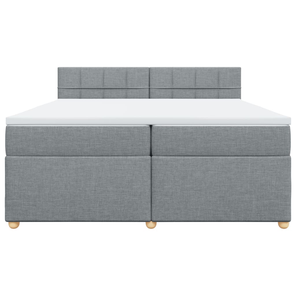 vidaXL Κρεβάτι Boxspring με Στρώμα Ανοιχτό Γκρι 200x200 εκ. Υφασμάτινο