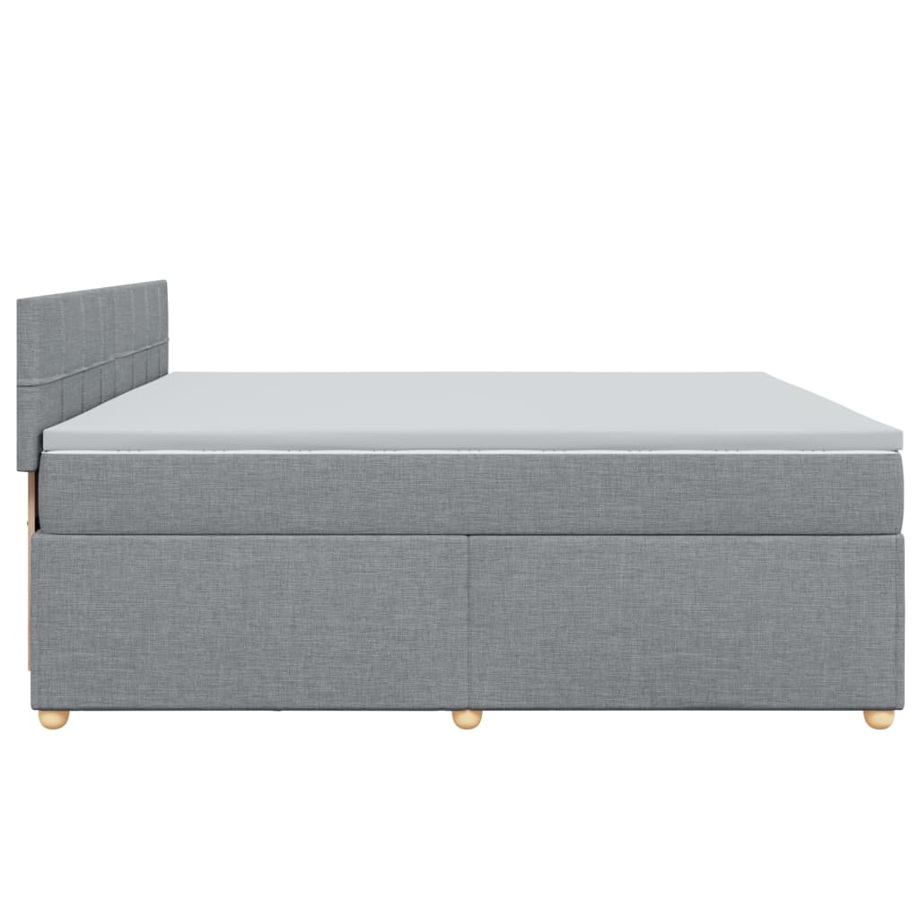 vidaXL Κρεβάτι Boxspring με Στρώμα Ανοιχτό Γκρι 200x200 εκ. Υφασμάτινο