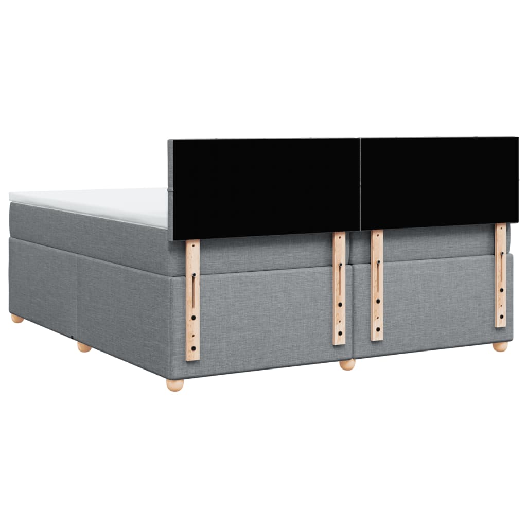 vidaXL Κρεβάτι Boxspring με Στρώμα Ανοιχτό Γκρι 200x200 εκ. Υφασμάτινο