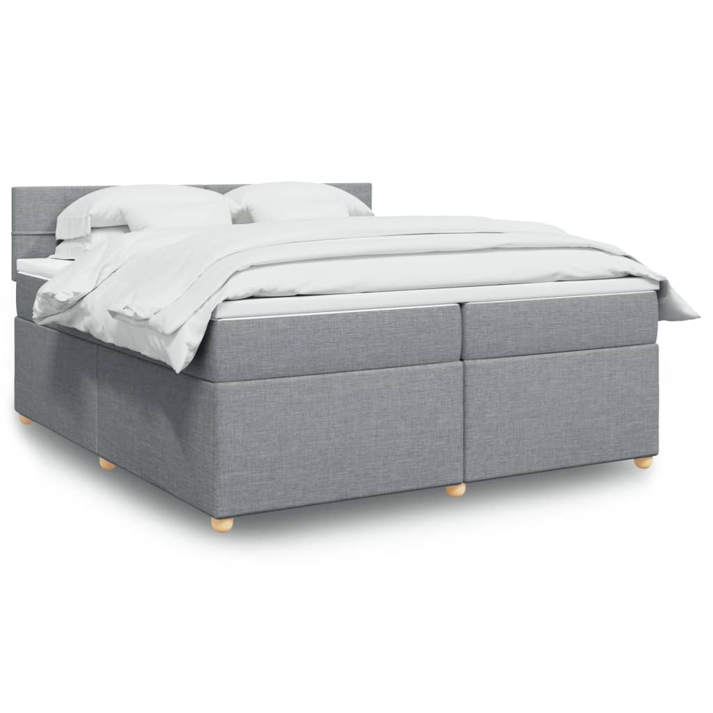 vidaXL Κρεβάτι Boxspring με Στρώμα Ανοιχτό Γκρι 200x200 εκ. Υφασμάτινο