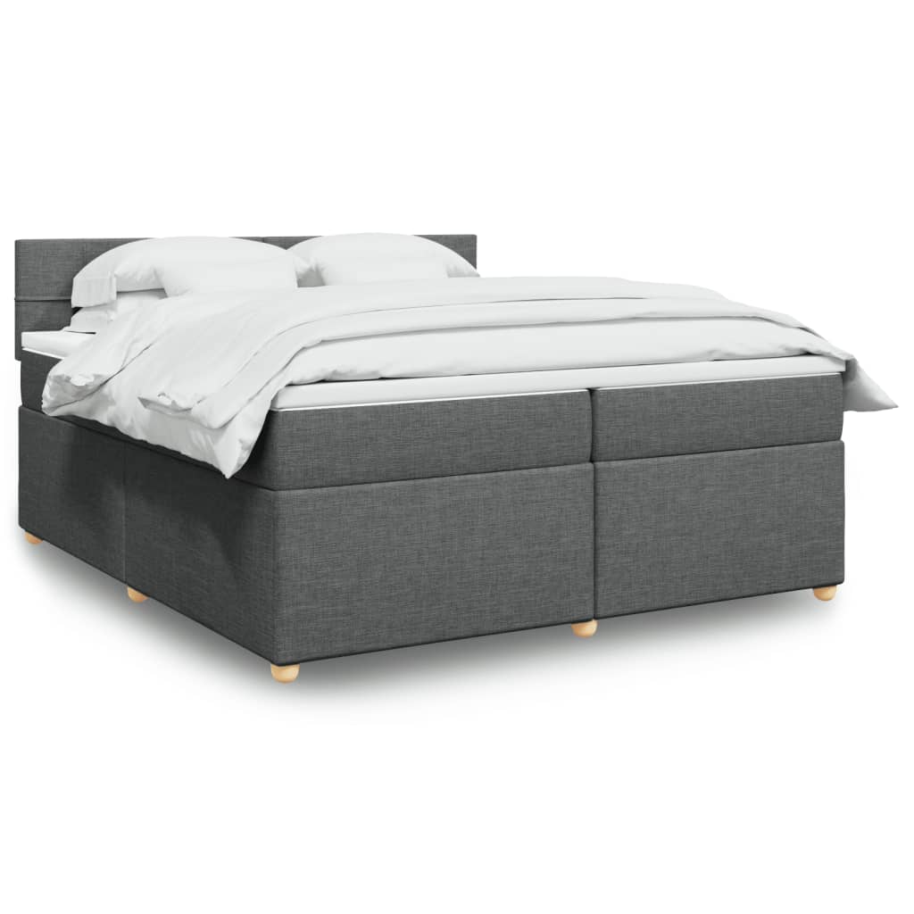 vidaXL Κρεβάτι Boxspring με Στρώμα Σκούρο Γκρι 200x200 εκ. Υφασμάτινο
