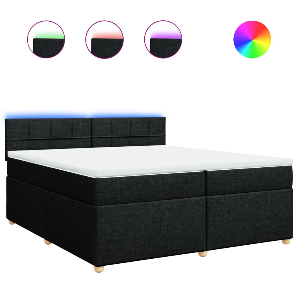 vidaXL Κρεβάτι Boxspring με Στρώμα Μαύρο 200x200 εκ. Υφασμάτινο