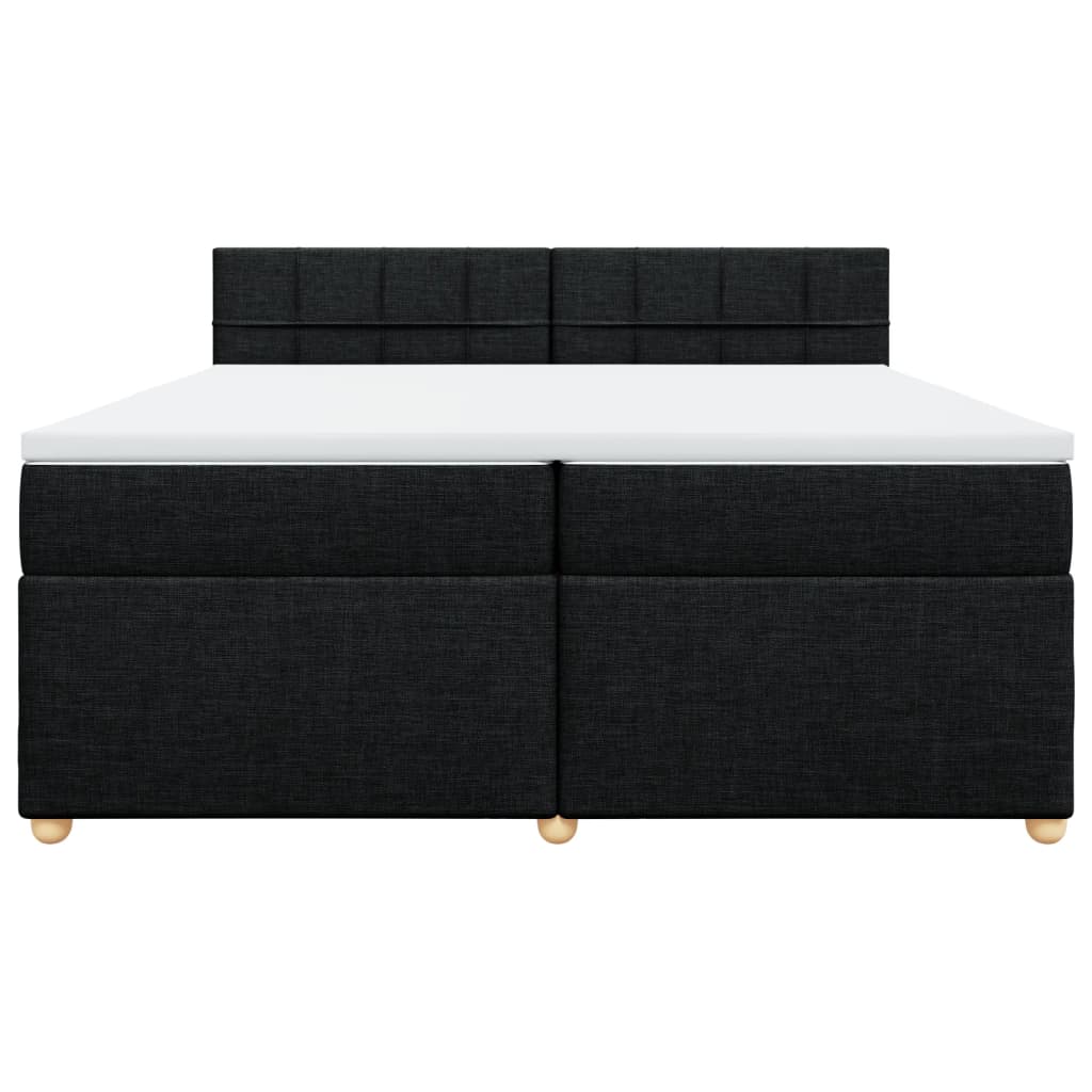 vidaXL Κρεβάτι Boxspring με Στρώμα Μαύρο 200x200 εκ. Υφασμάτινο