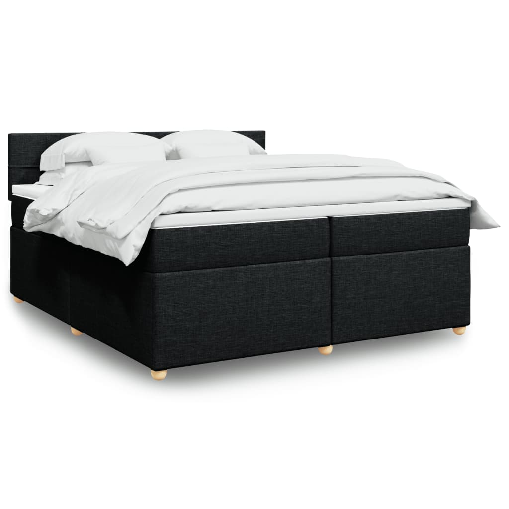 vidaXL Κρεβάτι Boxspring με Στρώμα Μαύρο 200x200 εκ. Υφασμάτινο