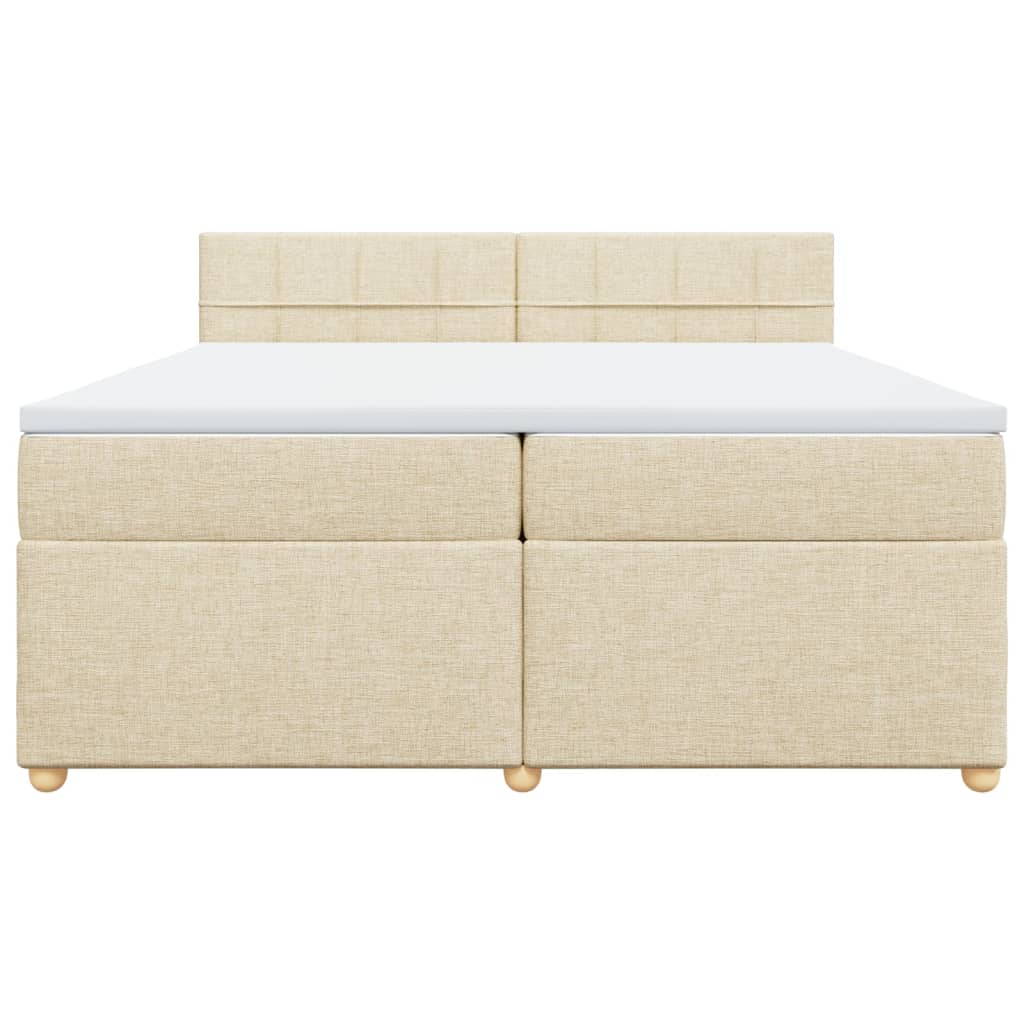 vidaXL Κρεβάτι Boxspring με Στρώμα Κρεμ 200x200 εκ. Υφασμάτινο