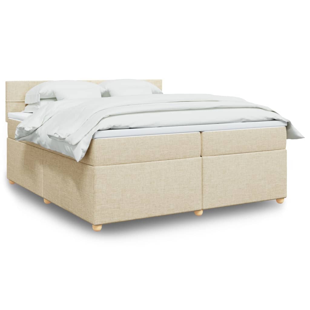 vidaXL Κρεβάτι Boxspring με Στρώμα Κρεμ 200x200 εκ. Υφασμάτινο