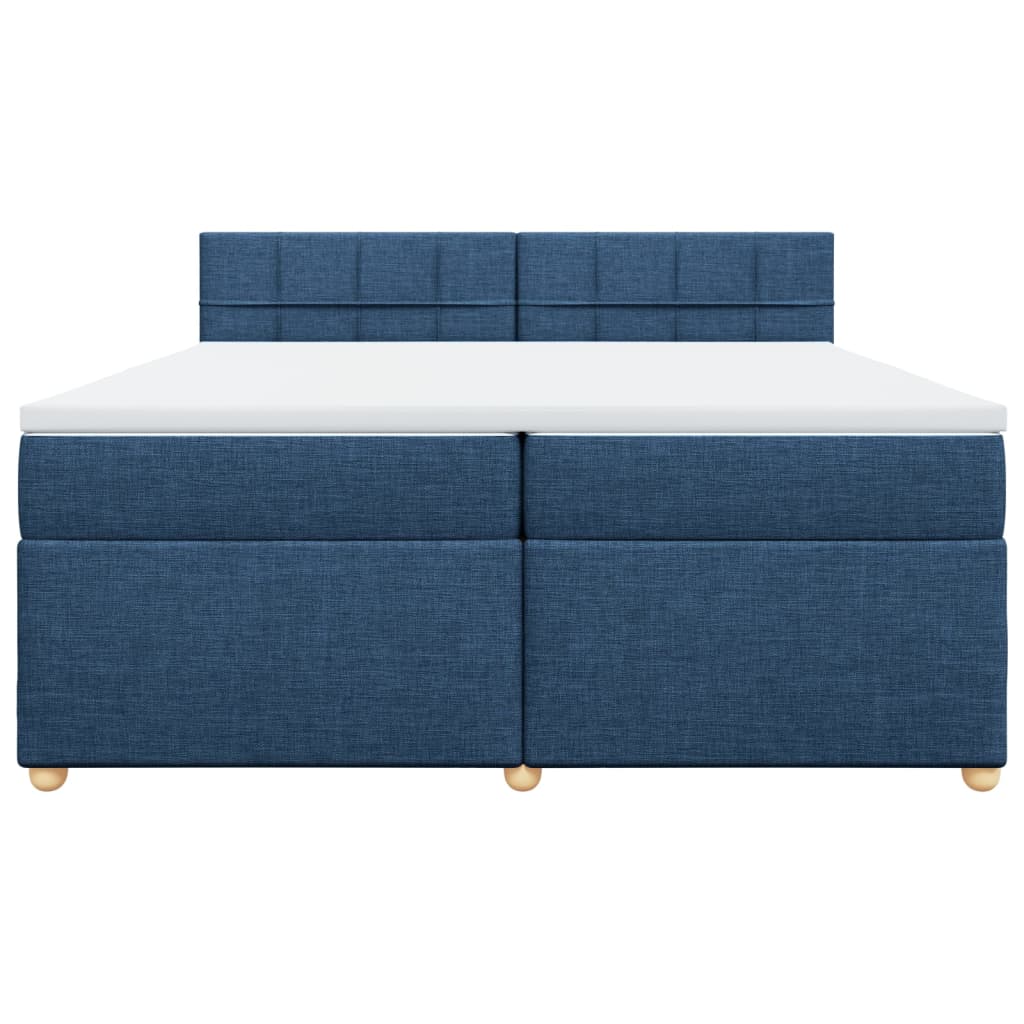 vidaXL Κρεβάτι Boxspring με Στρώμα Μπλε 200x200 εκ. Υφασμάτινο