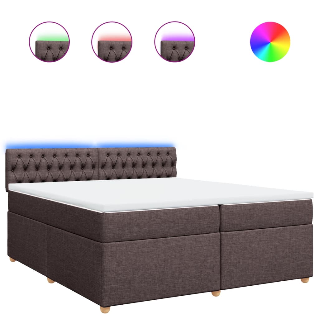 vidaXL Κρεβάτι Boxspring με Στρώμα Σκούρο Καφέ 200x200 εκ. Υφασμάτινο