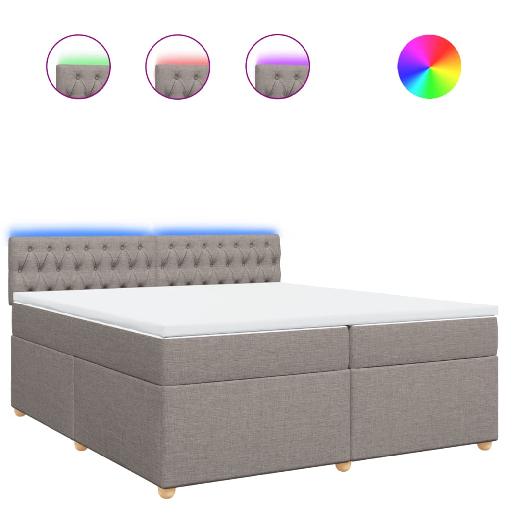 vidaXL Κρεβάτι Boxspring με Στρώμα Taupe 200x200 εκ. Υφασμάτινο