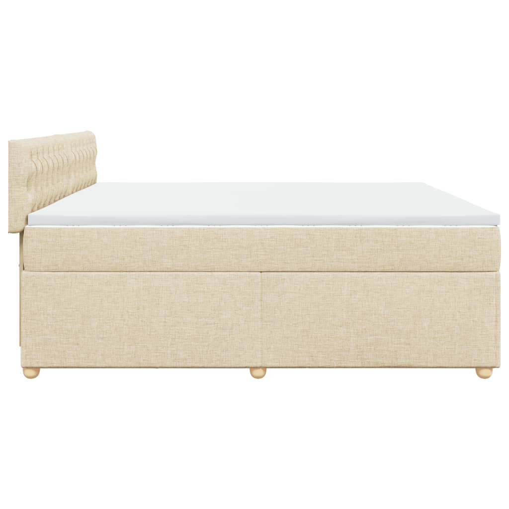vidaXL Κρεβάτι Boxspring με Στρώμα Κρεμ 200x200 εκ. Υφασμάτινο