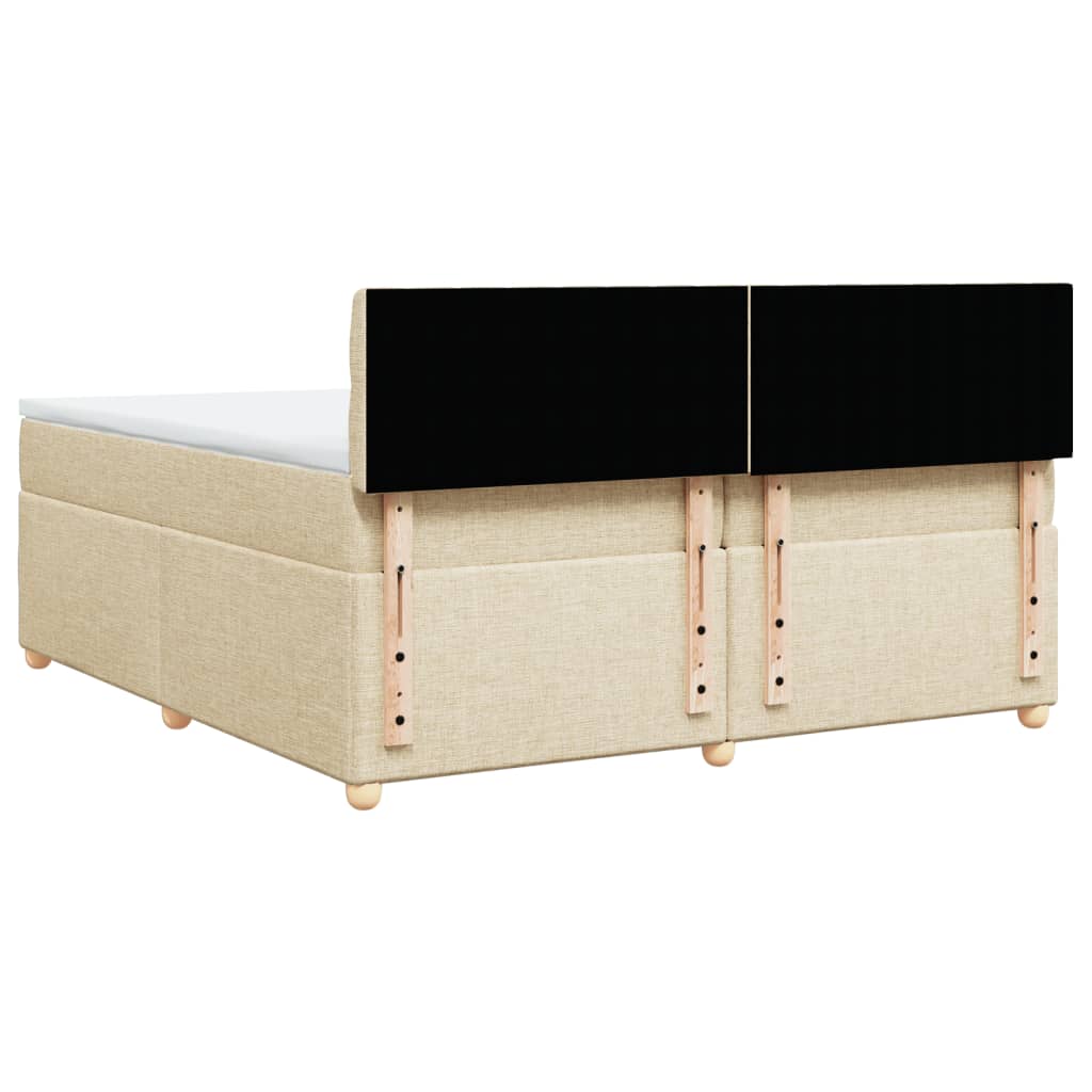 vidaXL Κρεβάτι Boxspring με Στρώμα Κρεμ 200x200 εκ. Υφασμάτινο
