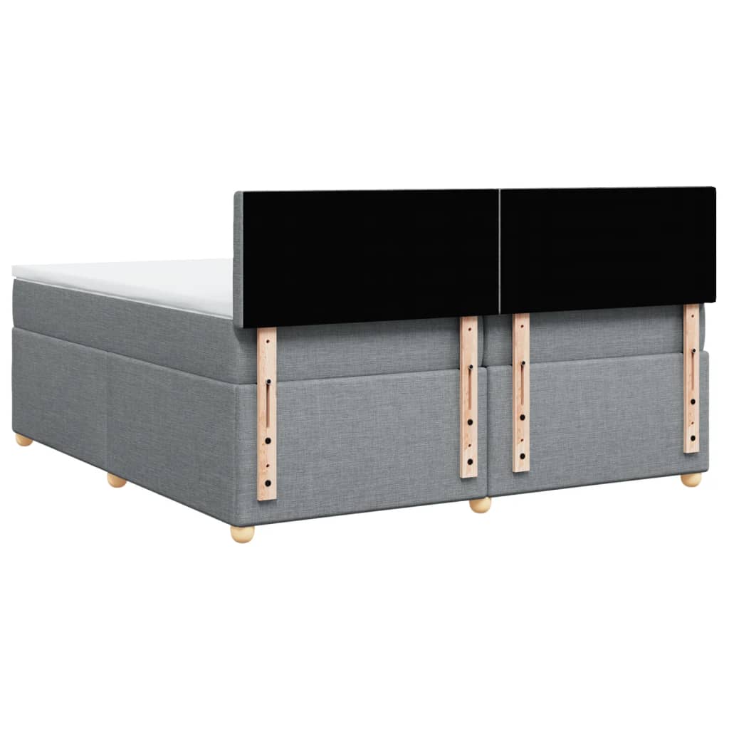 vidaXL Κρεβάτι Boxspring με Στρώμα Ανοιχτό Γκρι 200x200 εκ. Υφασμάτινο