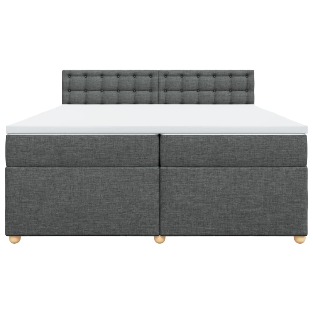 vidaXL Κρεβάτι Boxspring με Στρώμα Σκούρο Γκρι 200x200 εκ. Υφασμάτινο