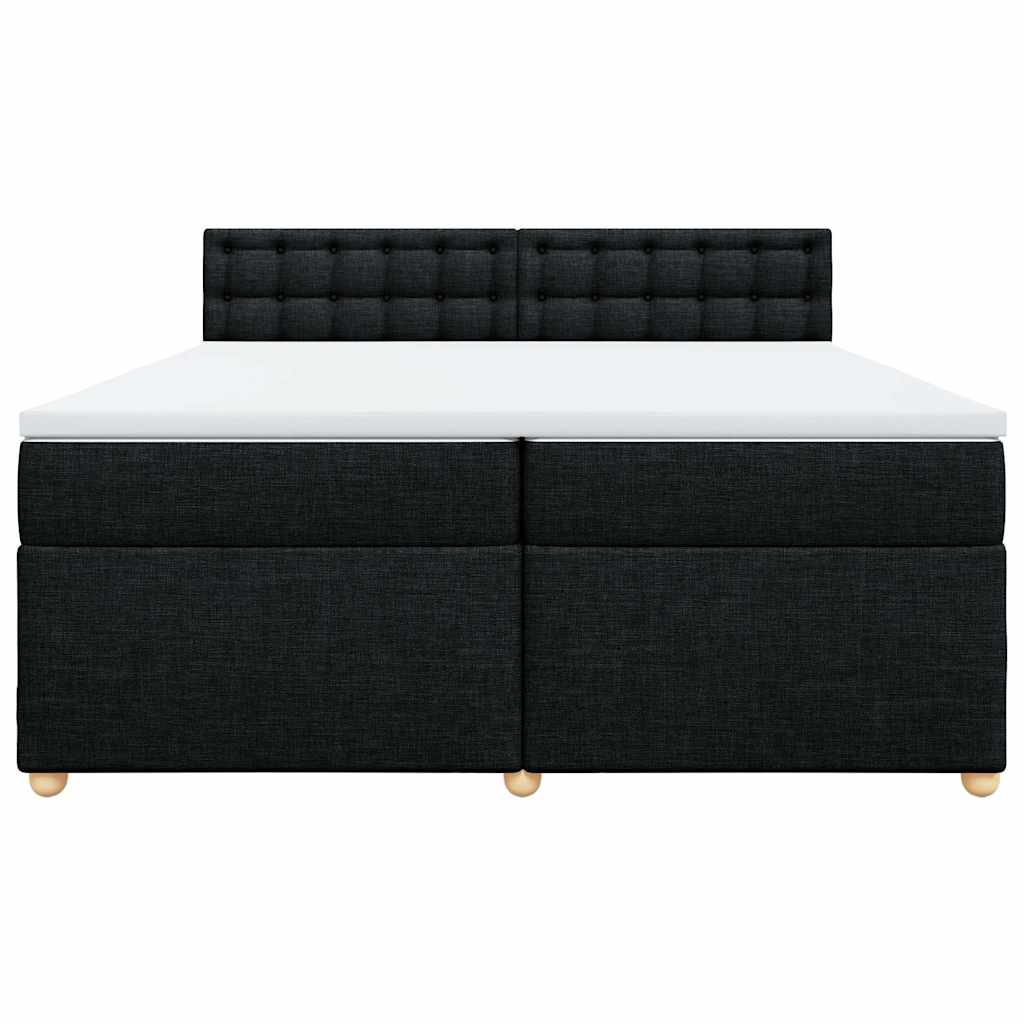 vidaXL Κρεβάτι Boxspring με Στρώμα Μαύρο 200x200 εκ. Υφασμάτινο