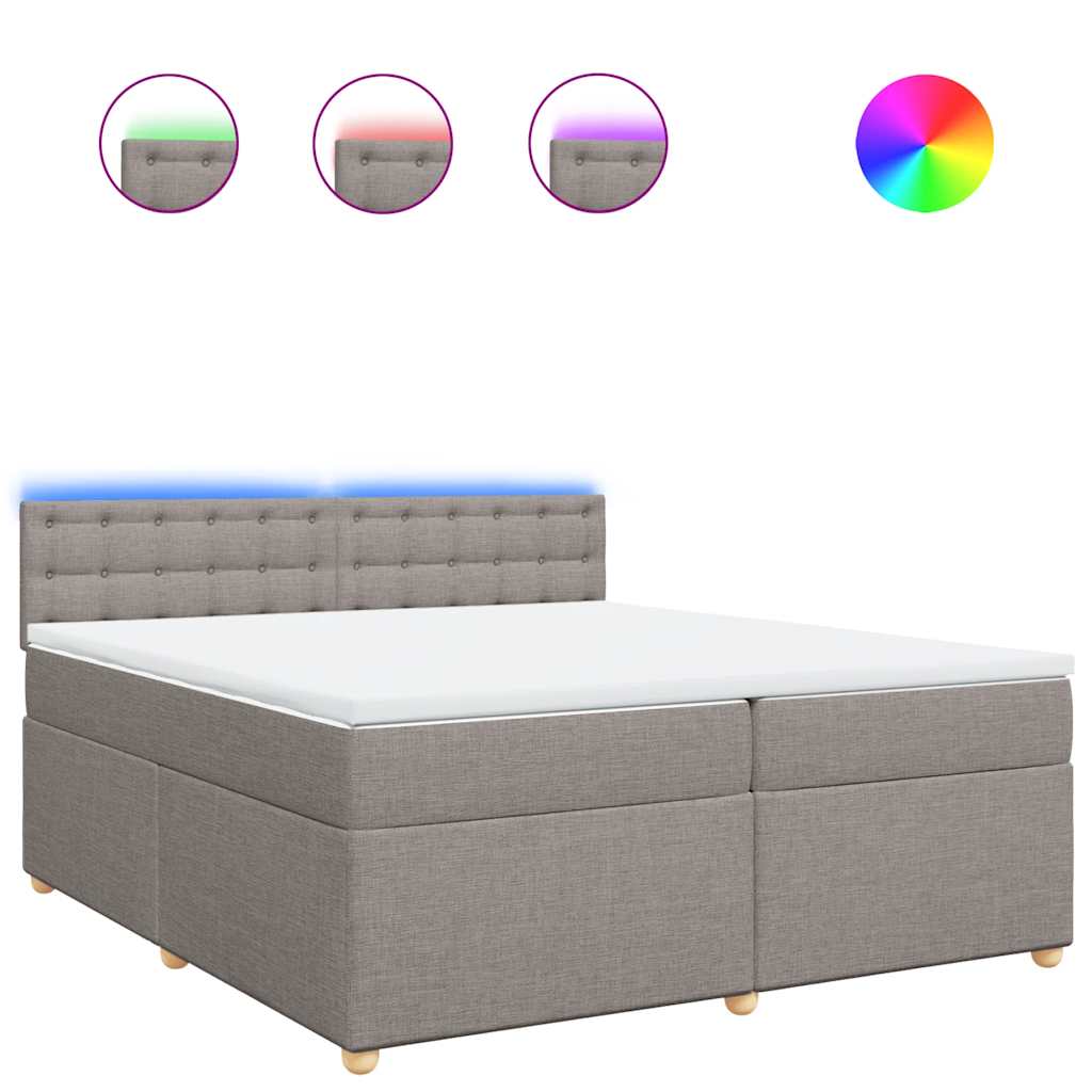 vidaXL Κρεβάτι Boxspring με Στρώμα Taupe 200x200 εκ. Υφασμάτινο