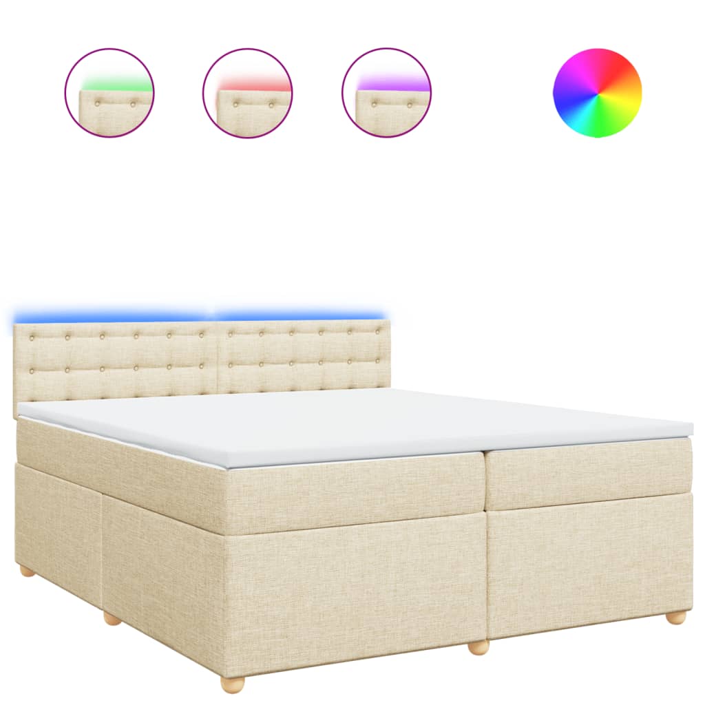 vidaXL Κρεβάτι Boxspring με Στρώμα Κρεμ 200x200 εκ. Υφασμάτινο
