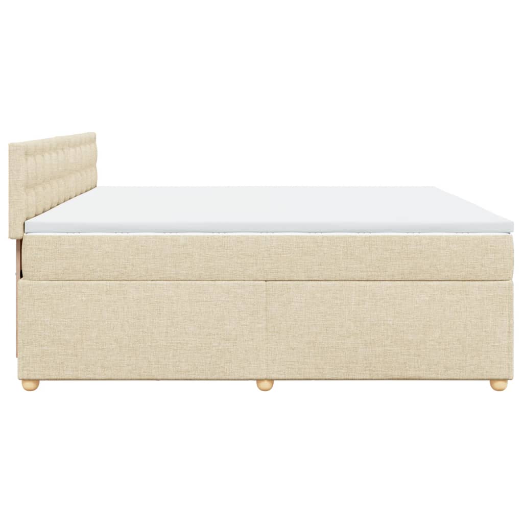 vidaXL Κρεβάτι Boxspring με Στρώμα Κρεμ 200x200 εκ. Υφασμάτινο