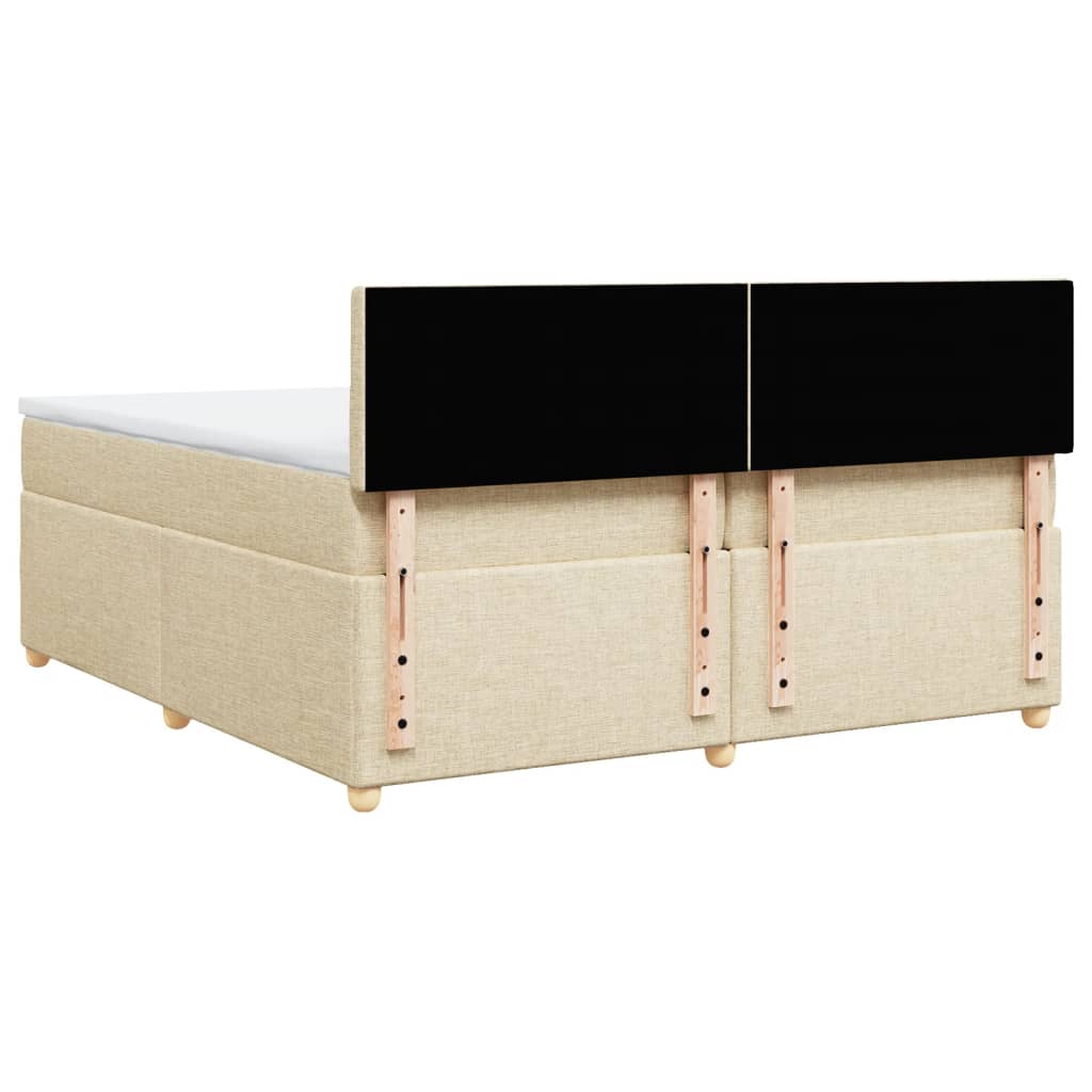 vidaXL Κρεβάτι Boxspring με Στρώμα Κρεμ 200x200 εκ. Υφασμάτινο