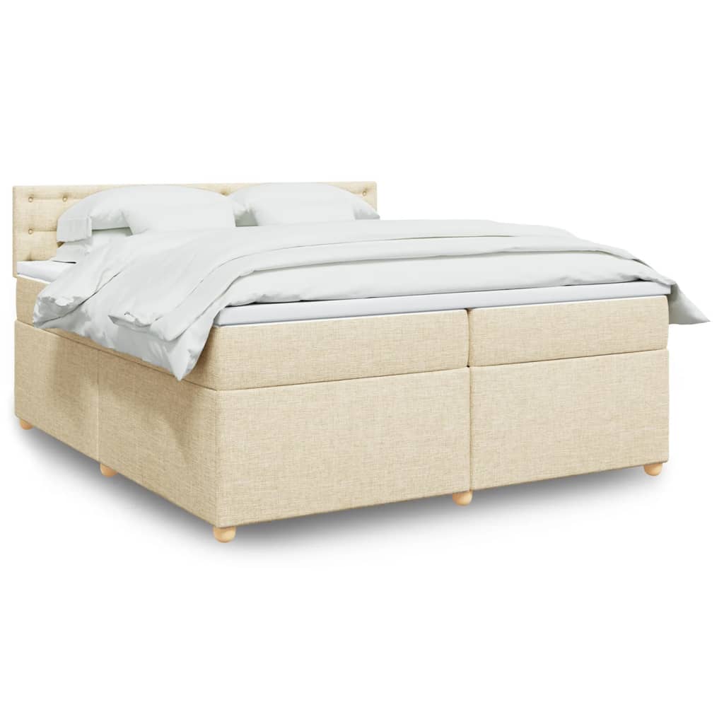 vidaXL Κρεβάτι Boxspring με Στρώμα Κρεμ 200x200 εκ. Υφασμάτινο