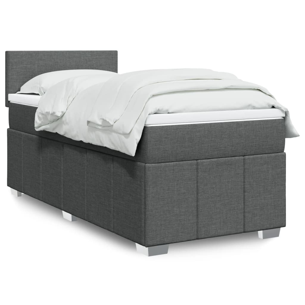 vidaXL Κρεβάτι Boxspring με Στρώμα Σκούρο Γκρι 80x200 εκ. Υφασμάτινο