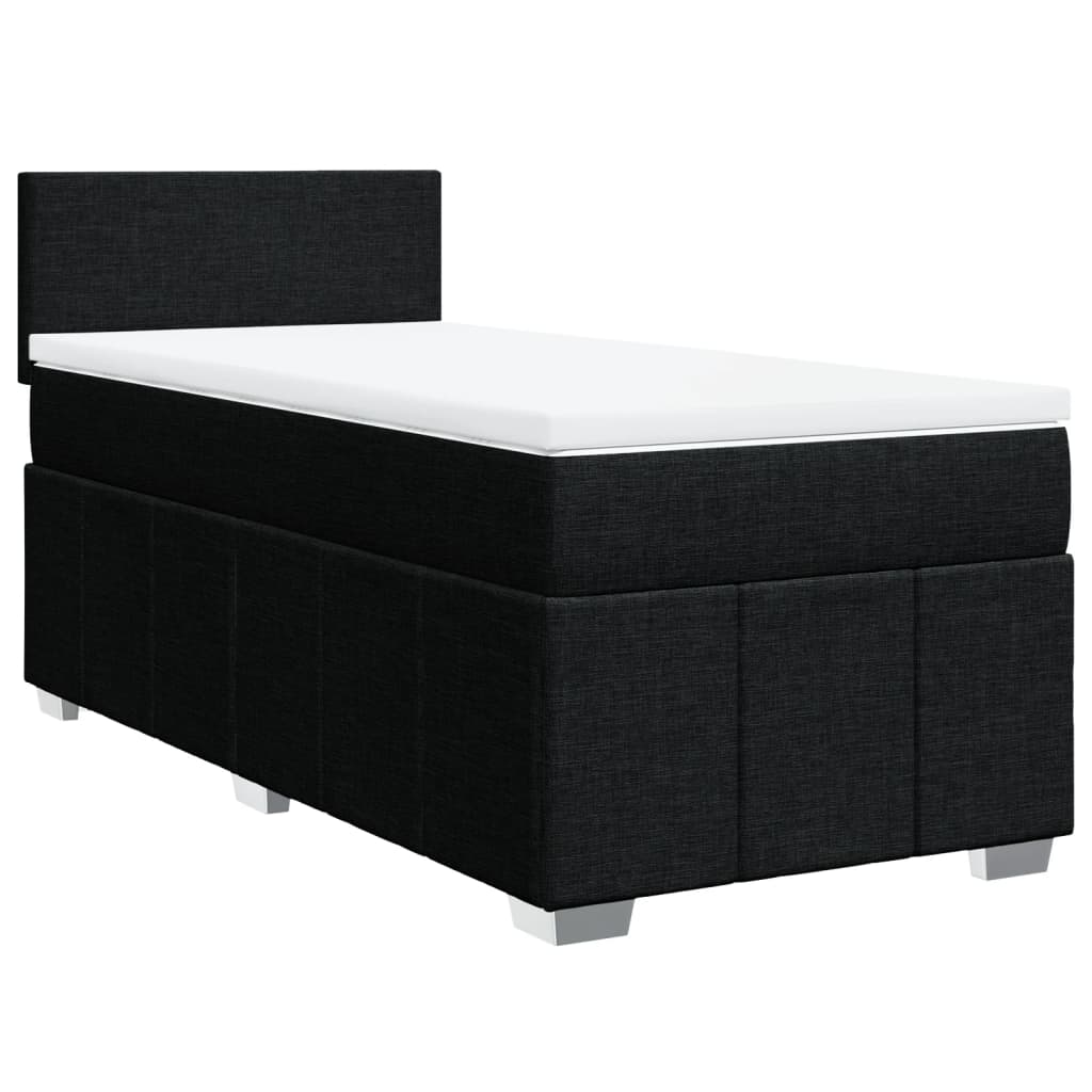 vidaXL Κρεβάτι Boxspring με Στρώμα Μαύρο 80 x 200 εκ. Υφασμάτινο