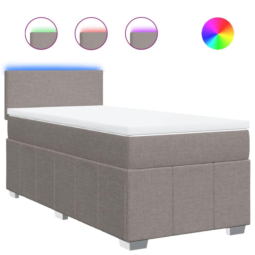 vidaXL Κρεβάτι Boxspring με Στρώμα Taupe 80x200 εκ. Υφασμάτινο