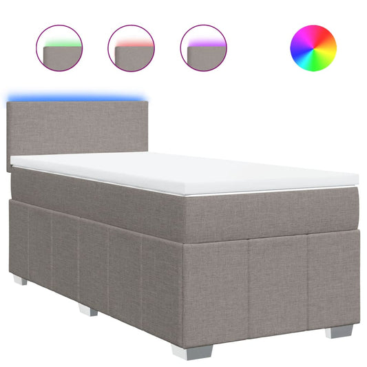 vidaXL Κρεβάτι Boxspring με Στρώμα Taupe 80x200 εκ. Υφασμάτινο