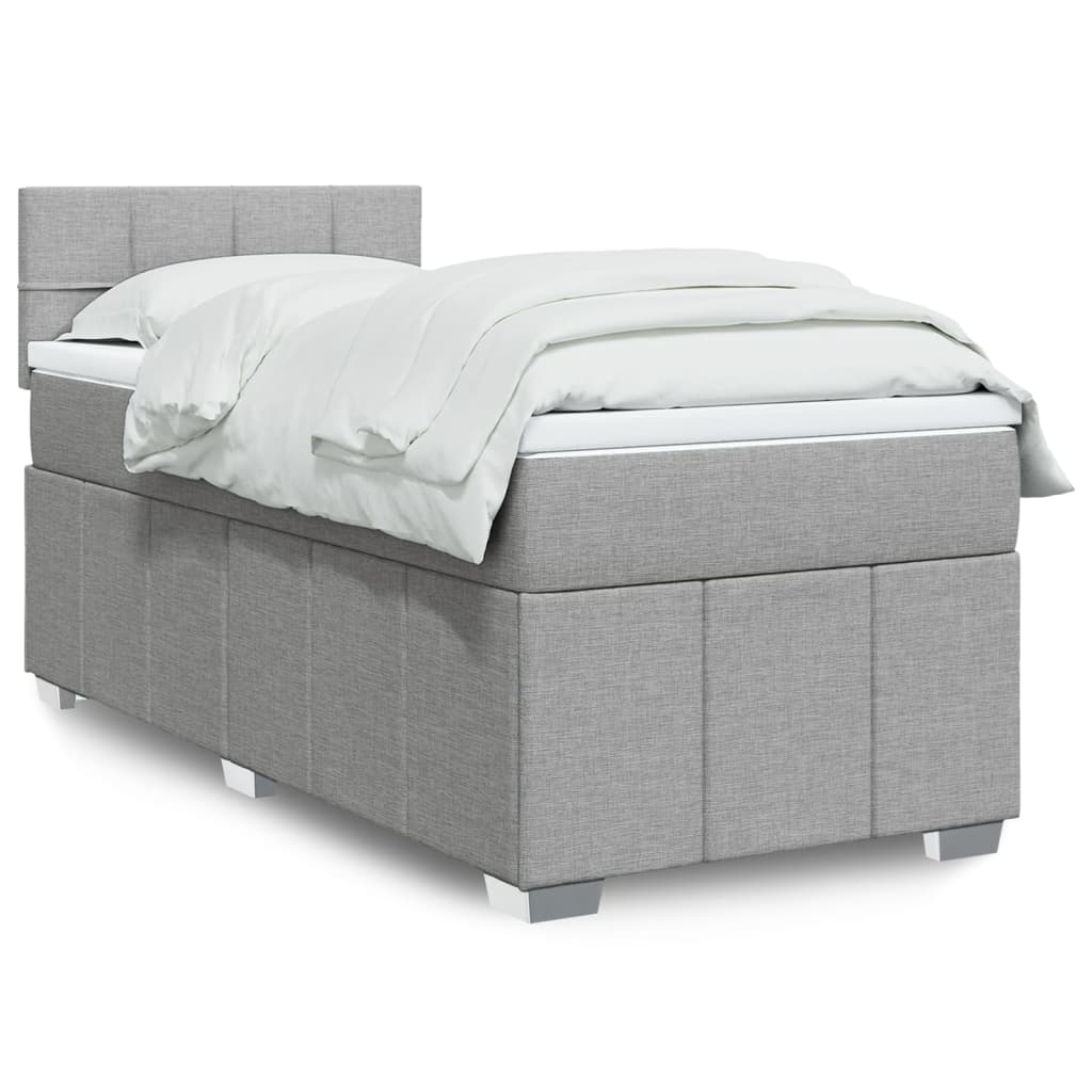 vidaXL Κρεβάτι Boxspring με Στρώμα Ανοιχτό Γκρι 80x200 εκ. Υφασμάτινο