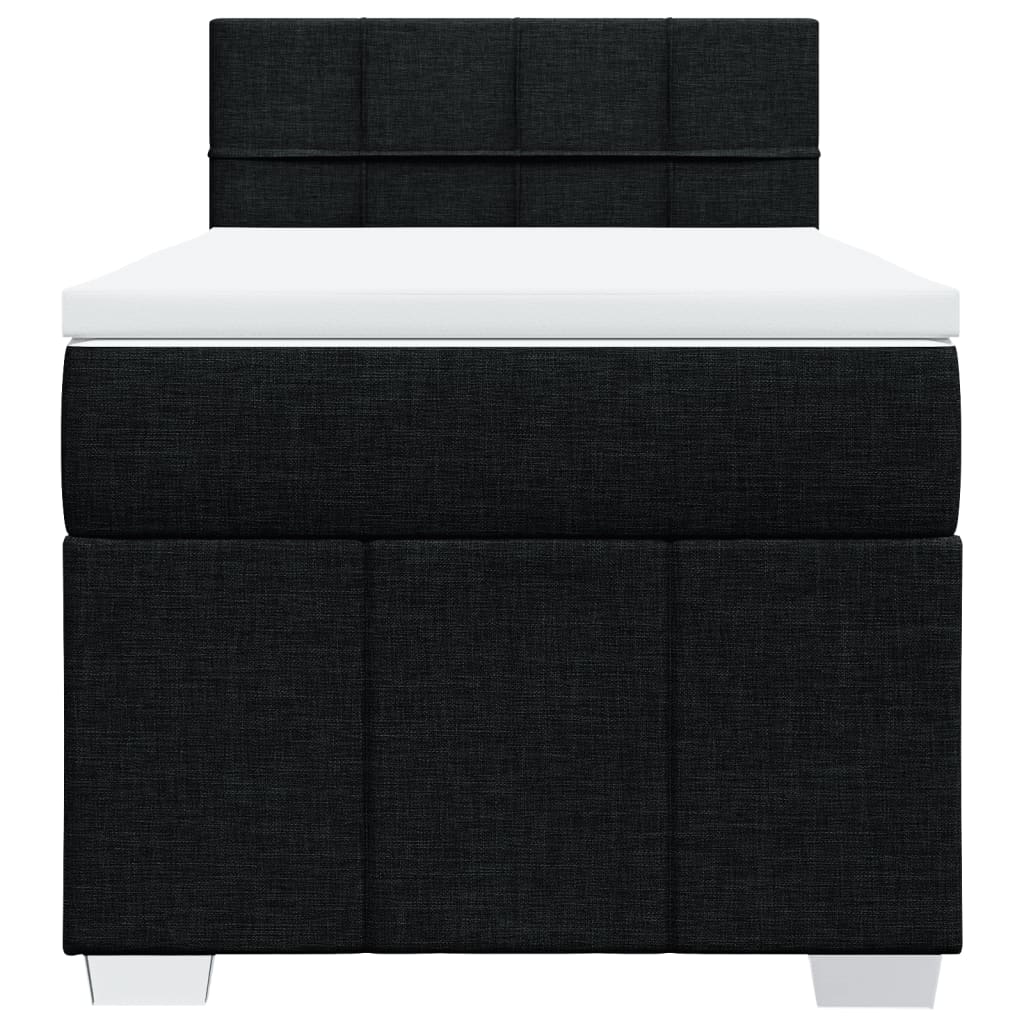 vidaXL Κρεβάτι Boxspring με Στρώμα Μαύρο 80 x 200 εκ. Υφασμάτινο