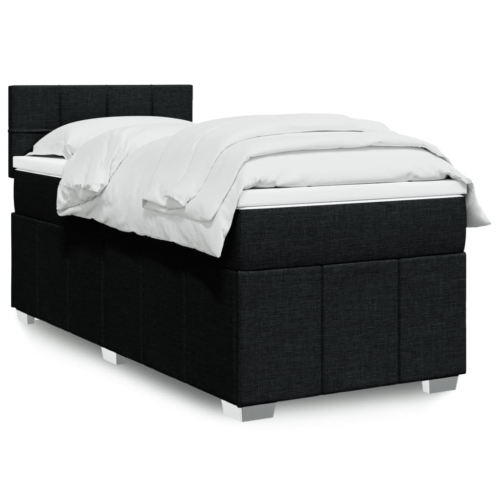 vidaXL Κρεβάτι Boxspring με Στρώμα Μαύρο 80 x 200 εκ. Υφασμάτινο
