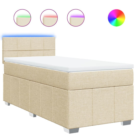 vidaXL Κρεβάτι Boxspring με Στρώμα Κρεμ 80 x 200 εκ. Υφασμάτινο