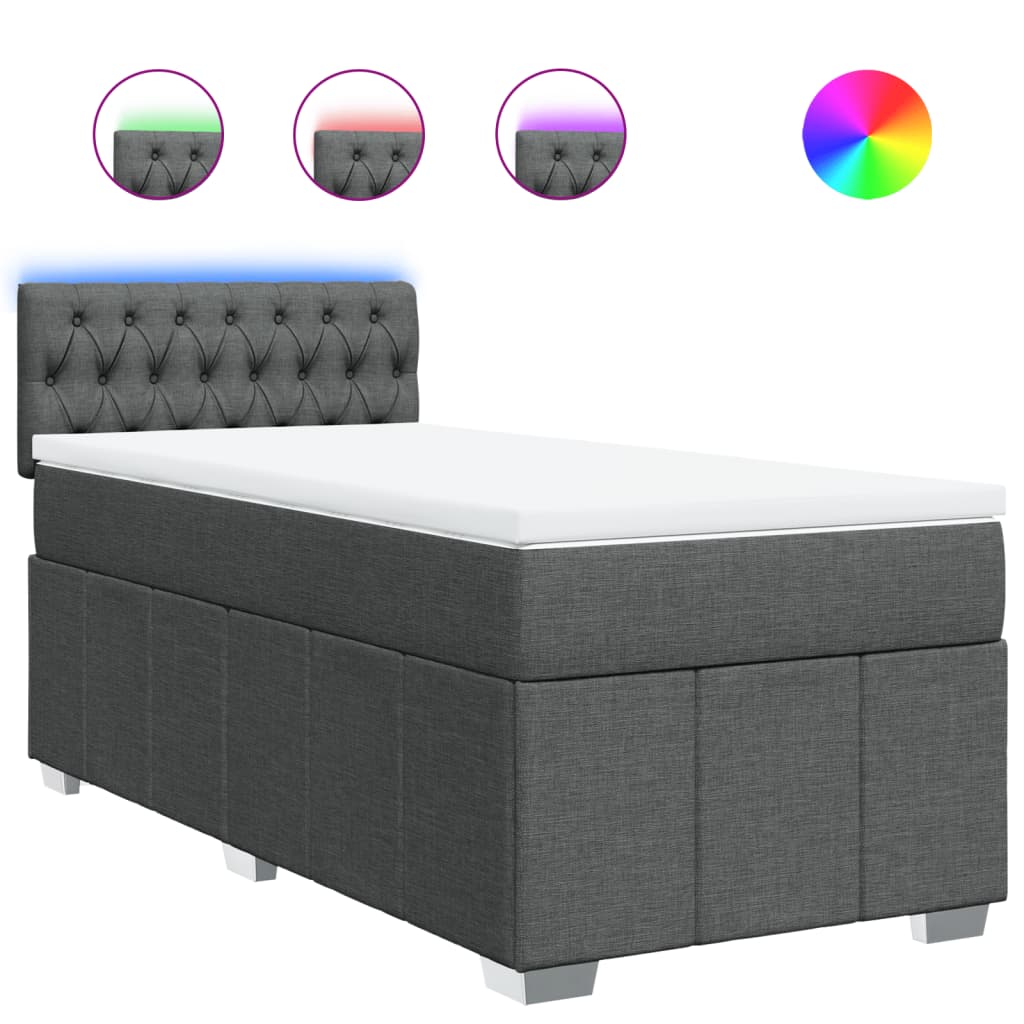 vidaXL Κρεβάτι Boxspring με Στρώμα Σκούρο Γκρι 80x200 εκ. Υφασμάτινο