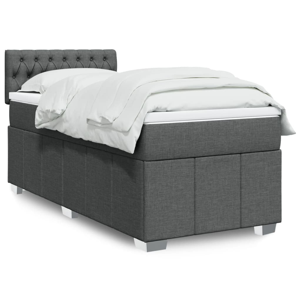 vidaXL Κρεβάτι Boxspring με Στρώμα Σκούρο Γκρι 80x200 εκ. Υφασμάτινο