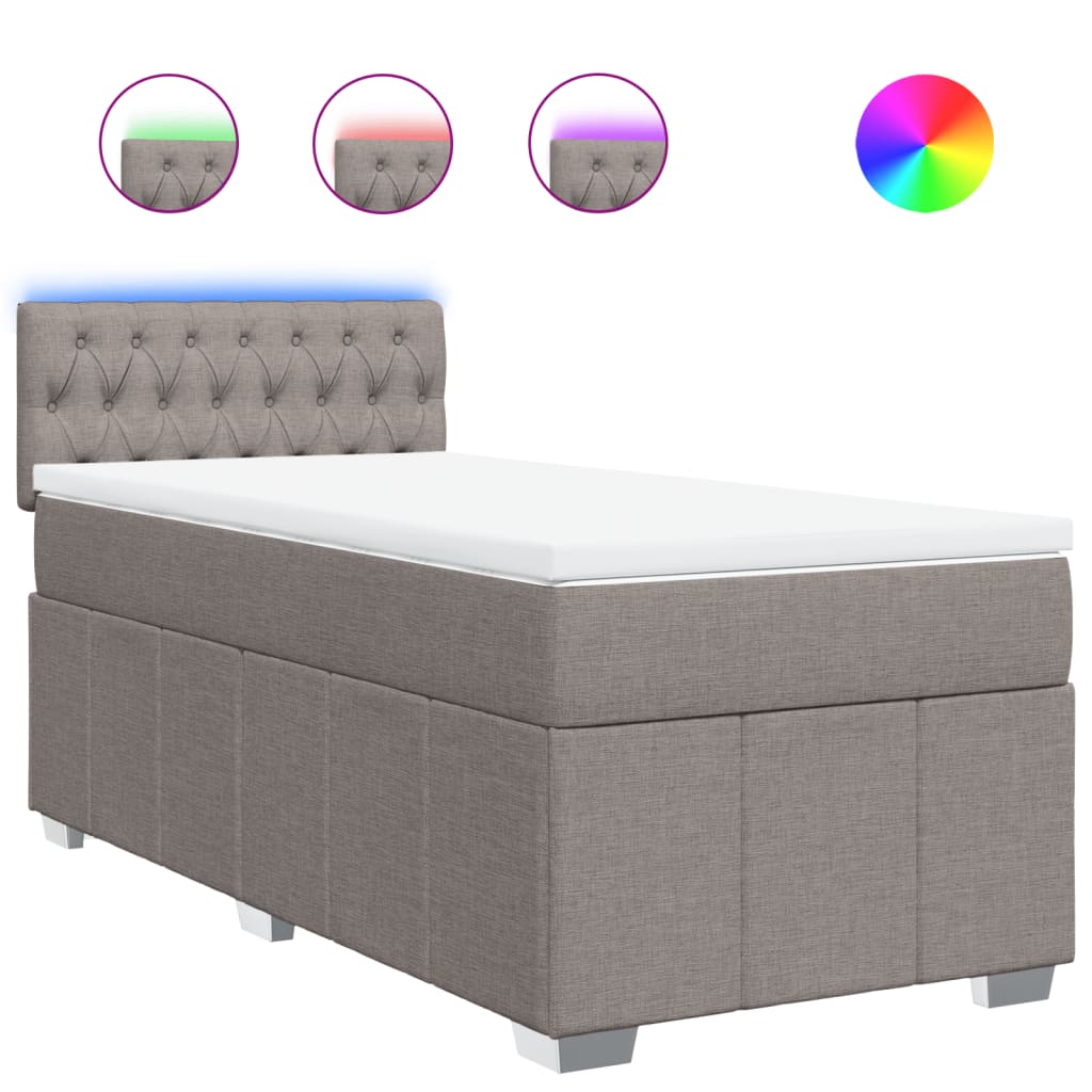 vidaXL Κρεβάτι Boxspring με Στρώμα Taupe 80x200 εκ. Υφασμάτινο