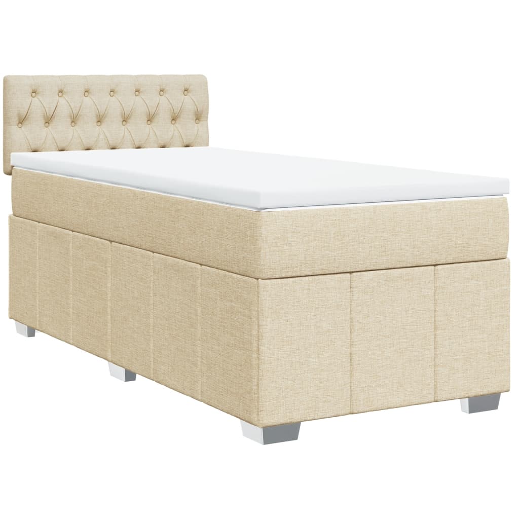 vidaXL Κρεβάτι Boxspring με Στρώμα Κρεμ 80 x 200 εκ. Υφασμάτινο