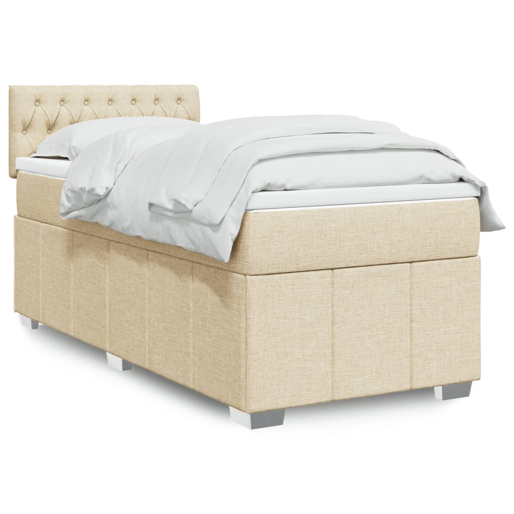 vidaXL Κρεβάτι Boxspring με Στρώμα Κρεμ 80 x 200 εκ. Υφασμάτινο