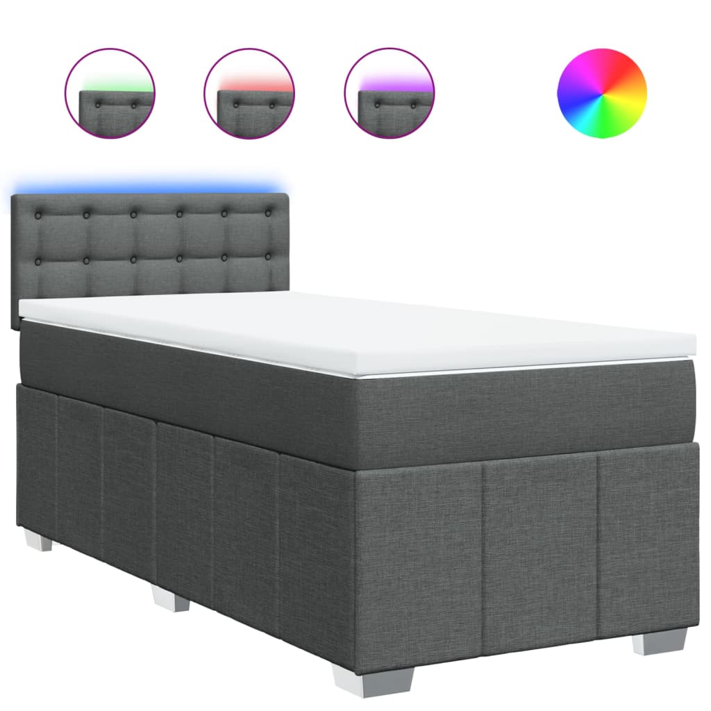 vidaXL Κρεβάτι Boxspring με Στρώμα Σκούρο Γκρι 80x200 εκ. Υφασμάτινο