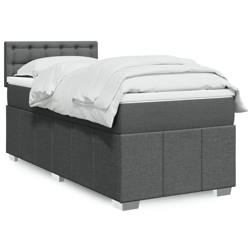 vidaXL Κρεβάτι Boxspring με Στρώμα Σκούρο Γκρι 80x200 εκ. Υφασμάτινο