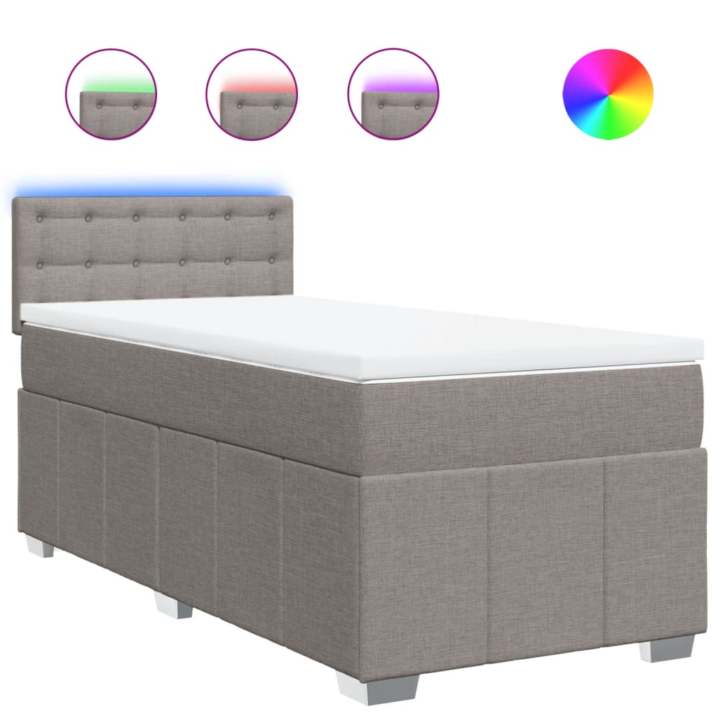 vidaXL Κρεβάτι Boxspring με Στρώμα Taupe 80x200 εκ. Υφασμάτινο