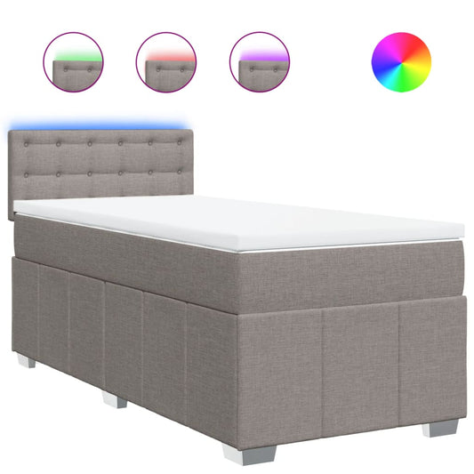 vidaXL Κρεβάτι Boxspring με Στρώμα Taupe 80x200 εκ. Υφασμάτινο