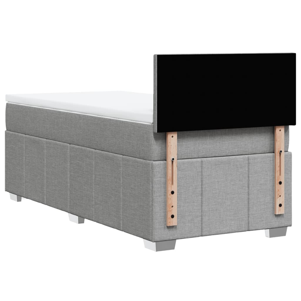 vidaXL Κρεβάτι Boxspring με Στρώμα Ανοιχτό Γκρι 90x190 εκ. Υφασμάτινο