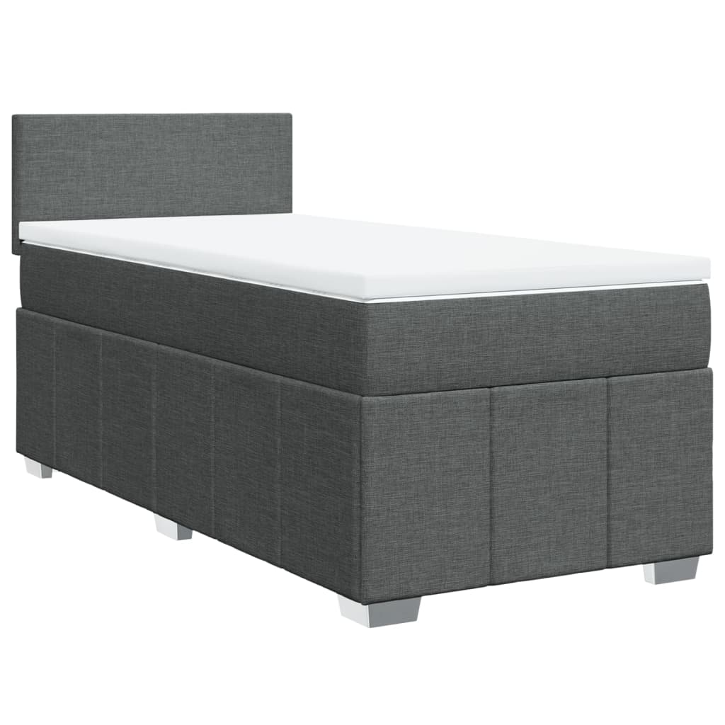 vidaXL Κρεβάτι Boxspring με Στρώμα Σκούρο Γκρι 90x190 εκ. Υφασμάτινο
