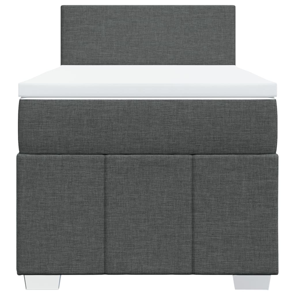 vidaXL Κρεβάτι Boxspring με Στρώμα Σκούρο Γκρι 90x190 εκ. Υφασμάτινο